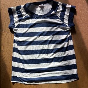 LuLaRoe Navy & White Striped Short Sleeve Tee